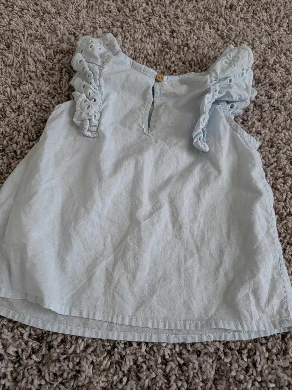 H&M Pale Blue Eyelet Ruffle Tank Top Size 6 Months